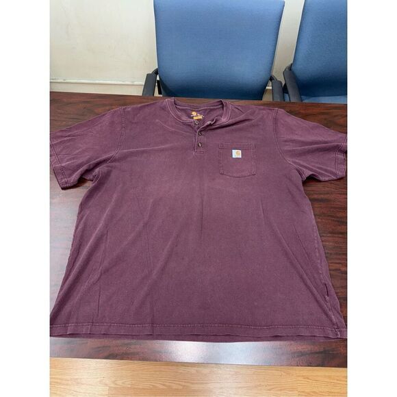 Carhartt Original Fit Mens Burgundy Short Sleeve Pocket Tee Shirt Size 3XL - Picture 1 of 9